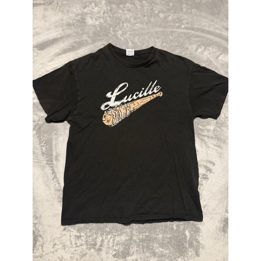 The Walking Dead Lucille T-Shirt Mens Large Black Graphic Baseball Bat Tee